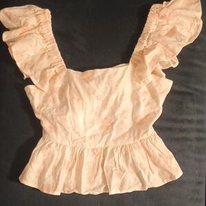 Francesca's Collections Ruffled Blouse in Soft Peach